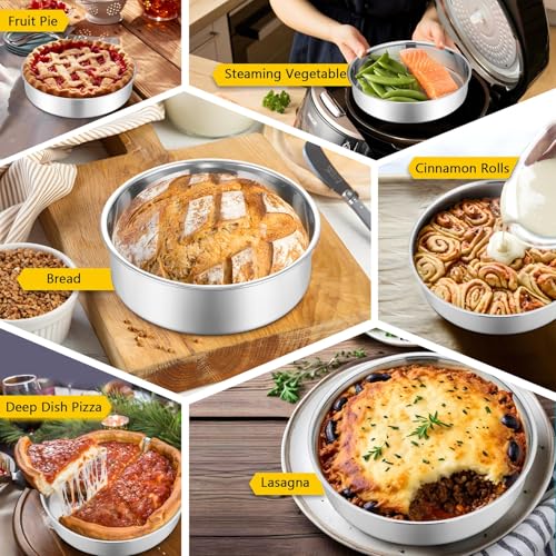 P&P CHEF 6 Inch Cake Pan Set, Round Baking Cake Pans, Silver & 2 Pcs - color: Silver, size: 6 Inch