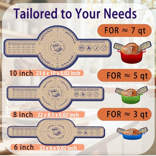 Silicone Bread Sling for Dutch Oven, 2 Pack (6" Oval & 8" Round) – Non-Stick & 500°F Heat Resistant Sourdough Mat, Easy to Clean, Reusable Food-Grade Sourdough Sling – Fits 3–5 qt Dutch Ovens - color: Blue, size: M +S