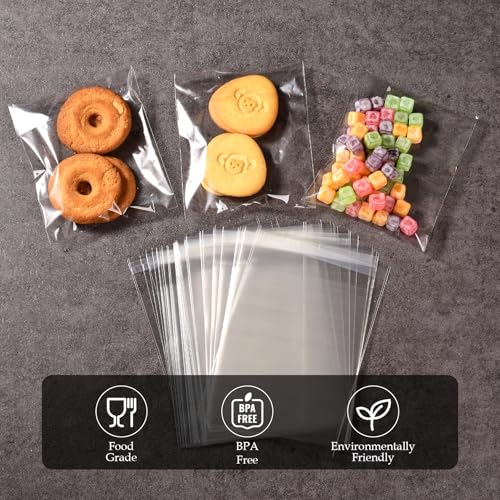 CUZAFO 300 PCS 4x6 Inches Clear Self Sealing Cellophane Bags, Resealable Cookie Bags, Candy and Products - size: Standar (4x6 inch)