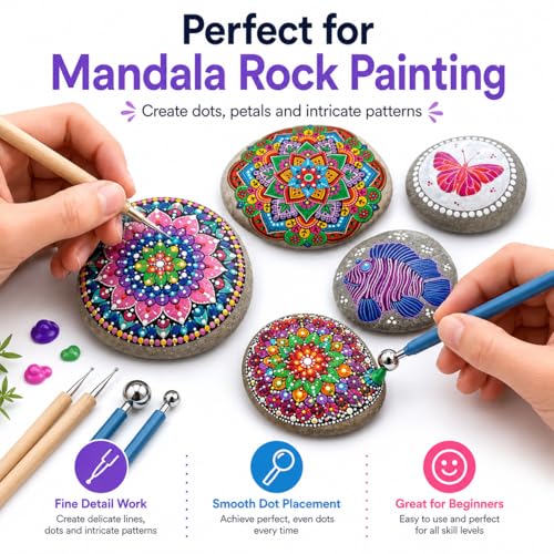 ABenkle 10Pcs Dotting Tools Ball Styluses for Rock Painting, Pottery Clay Modeling Embossing Art Mandala - color: Blue