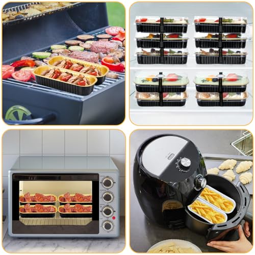Mini Loaf Pans with Lids and Spoons (100 Pack, Black-gold, 6.8oz) Rectangular Aluminum Foil Baking Pans - color: Black-gold