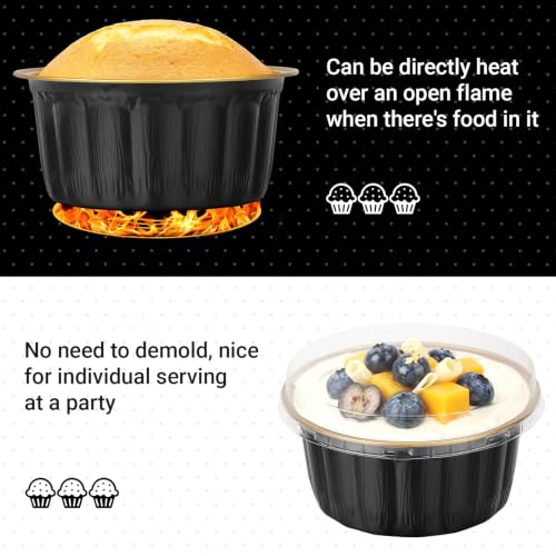 Beasea 11.4oz Disposable Baking Cups with Lids, 50 Pack, Black Gold - color: Black/Gold, size: 11.4oz 50pcs