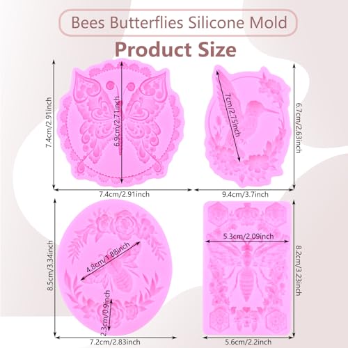 Insect Silicone Mold Butterfly Bee Beetle Fondant Molds Set Of 4 - color: Style L