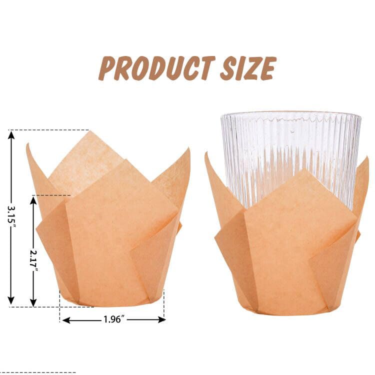 200Pcs Tulip Cupcake Liners Muffin Baking Liners Holders Premium Baking Cups Cupcake Wrappers Christmas Cupcake Lliners for Weddings, Birthdays, Anniversaries, and Special Occasions（Natural） - color: Natural