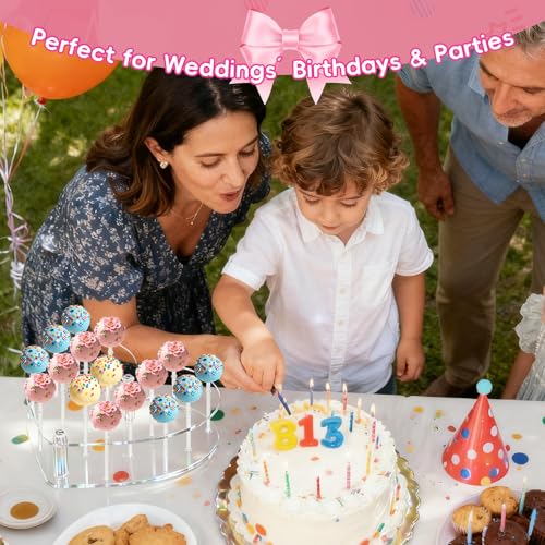 16-Hole Heart Cake Pop Stand, Clear Acrylic Lollipop Holder