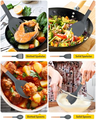 BUNDLEPRO Silicone Cooking Utensils Set, 4 Pcs Spatula and Spoon Set, Gray - color: Gray