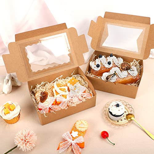 Moretoes 32pcs Cookie Boxes, 8x6x2.5in Bakery Boxes with 3 Styles Window - size: 8x6x2.5inch