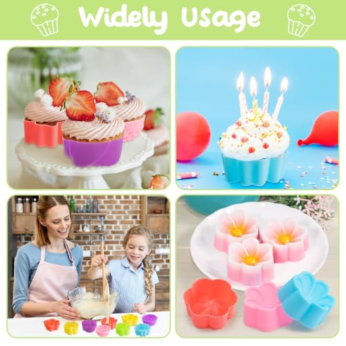 R HORSE Mini Size Silicone Molds, 2 inch Multi Flower Shapes Baking Cups - color: Muticolored