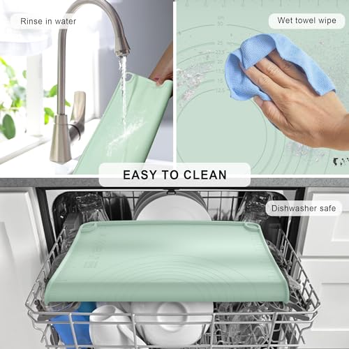 Silicone Baking Mat, Dough Rolling Mat, Pastry Mat for Rolling Dough, Silicone Rolling Mats for Pizza, Pie, Macaron, Bread (Sage Green, 24"×16") - color: Sage Green