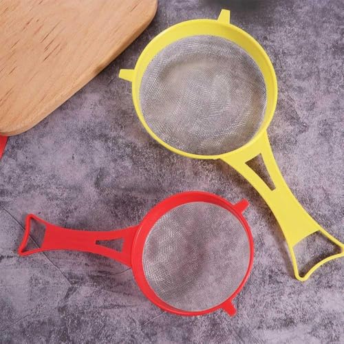 4 Pcs Plastic Fine Mesh Strainer, Food Soy Milk Flour Sieve Plastic Colander Strainer with Handle Icing Sugar Sifters Tea Filter Kitchen Tool
