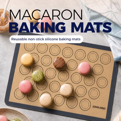 Macaron Baking Mat Silicone Non Stick, Half Sheet Reusable Pack of 4 Gray - color: Macaron Baking Mats Gray, size: 1/2 Size Pack of 4
