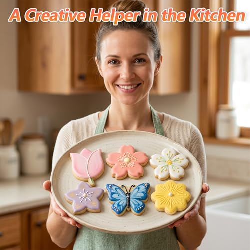 Ymapinc 6pcs Flower Cookie Cutter Set, Cookies, Fondant, Cheese Making
