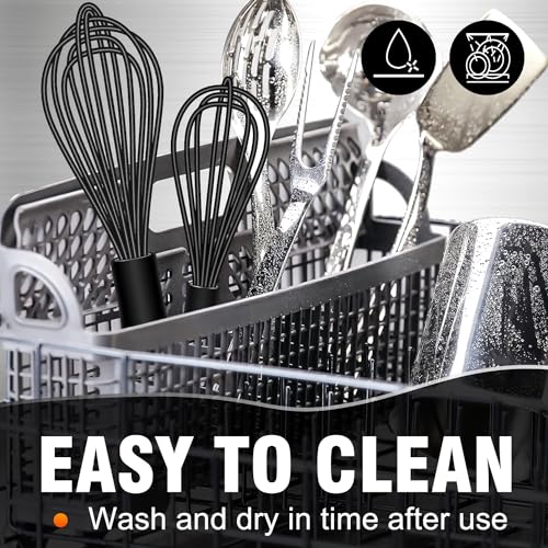 Walfos Silicone Whisk,7+9in Mini Whisk,BPA Free,Small Whisks for Non-Scratch,Heat Resistant (450°F) Nice for stirring individual eggs and mixing small amounts of powder and sauce.Dishwasher Safe.Black - color: Black