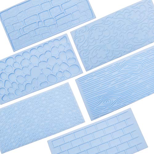 6 Packs Fondant Impression Mat Fondant Texture Mats Clay Mold Set Lace Embossing Mat Fondant Cake Embossed Impression Sheets for Cake Decorating - style: Style One