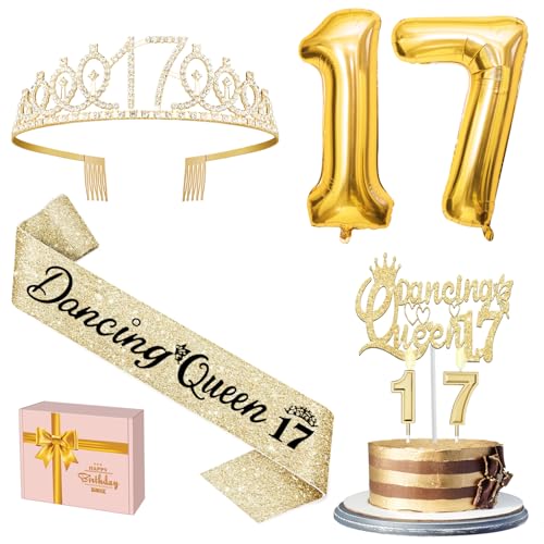 YeohJoy Gold 17th Birthday Decorations for Girls - style: 17th