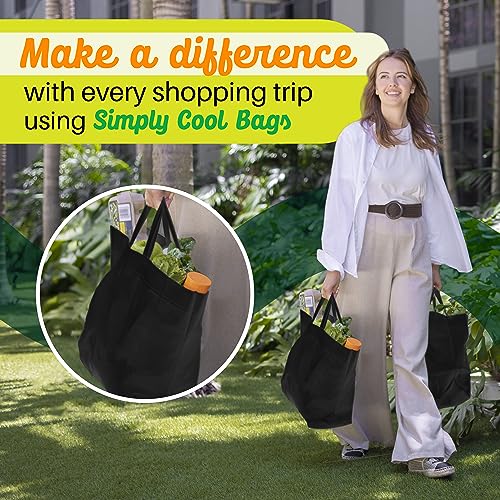 Simply Cool 50 Pack Reusable Grocery Bags, Large Tote Bags Bulk, Black - color: Black, size: 50 Pack - Large Bags