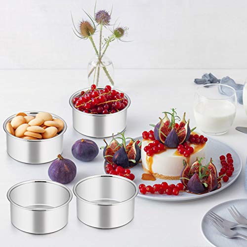 TeamFar 4 Inch Cake Pan, 6 Pcs Stainless Steel Round Baking Cake Pans Set - size: 4 Inch