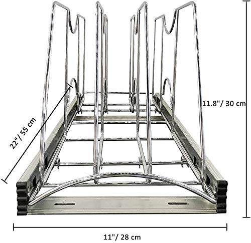 Pull Out Cookie Sheet Organizer, 11" W x 22" D x 11.8" H, Chrome - size: 11"W x 22"D