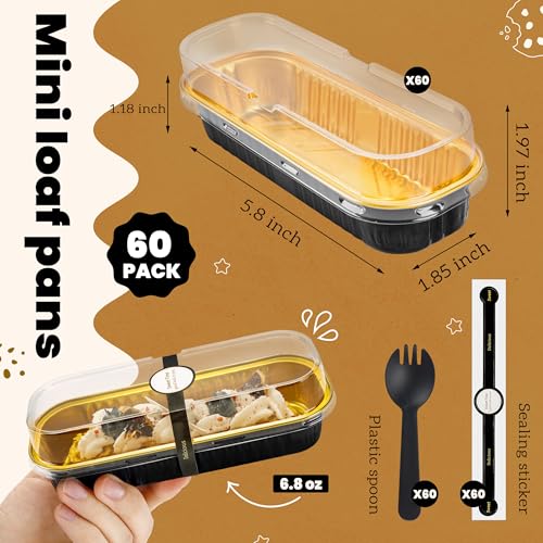 NPLUX Halloween Mini Loaf Pans, 6.8oz 60 Pack Black Gold for Gifts - color: Black