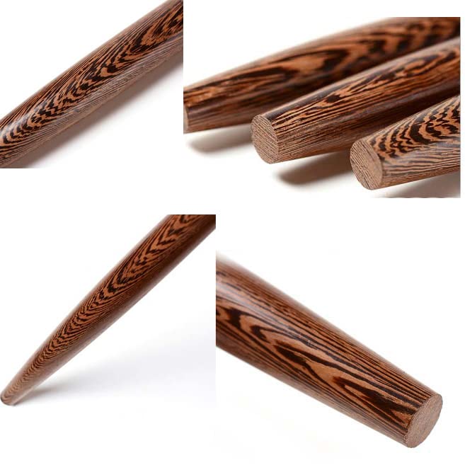 Wenge Wooden Dumpling Rolling Pin, 15 Inch Tapered Design, 2pcs