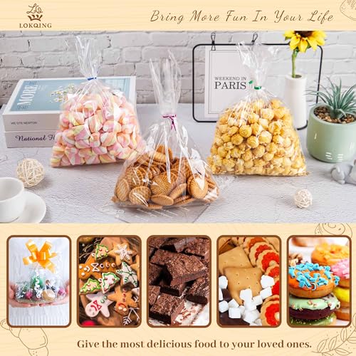 LOKQING Halloween Treat Bags Bulk, 200 Pack 8x11 in for Markets - color: Clear-8x11Inch-200