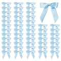 50 Count Satin Ribbon Bows with Twist Ties, 2.5 Inch Wrapping Bows, Blue - color: Blue