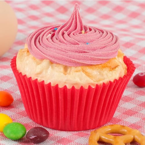 Caperci Standard Red Cupcake Liners for Baking Paper Muffin Cups 200-Count - color: Red