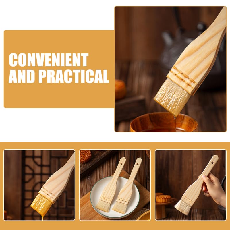 Ciieeo 4 pack Nonshedding Wool Basting Brush Beige Wood
