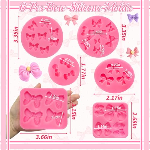 Bow Fondant Molds, 6 Pcs Bowknot Silicone Mold - color: Bow