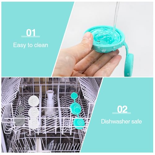 SOPHICO 3.2 & 4.5oz Salt and Pepper Shaker,With Moisture Proof silicone lid - color: Mint & Grey, Medium & Large