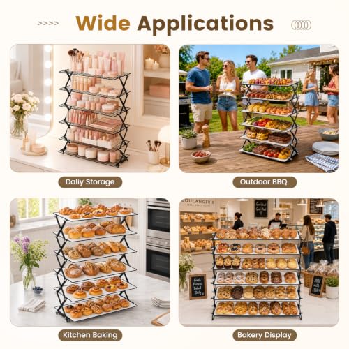 6-Tier Collapsible Cooling Rack for Baking, 4 Height Settings