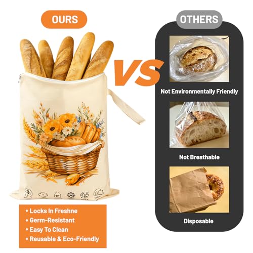 Beeswax Bread Bags for Sourdough 2 Pack, XL 13 x 17 Inch - color: Off White