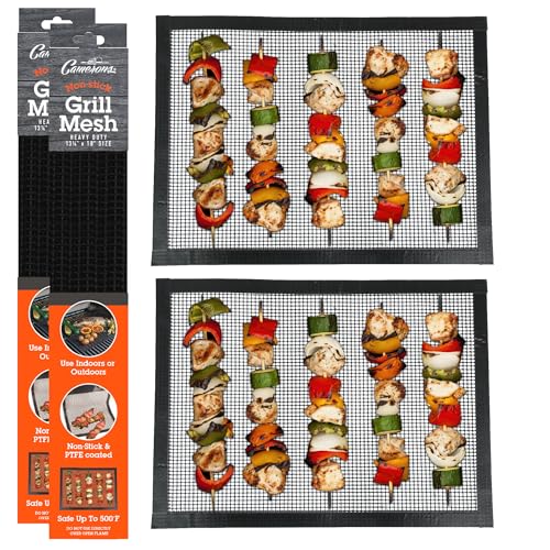 Camerons Grilling Mesh, Heavy Duty Non Stick Reusable Sheet, 13x18", 2 Pack