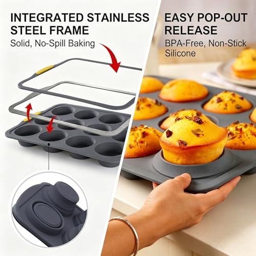 Air Fryer Egg Bites & Collapsible Silicone Muffin Pan Set