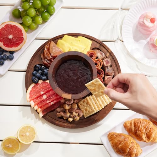 VIVIRBIEN 12in Acacia Wood Cake Stand with Glass Dome&Magnetic Pedestal