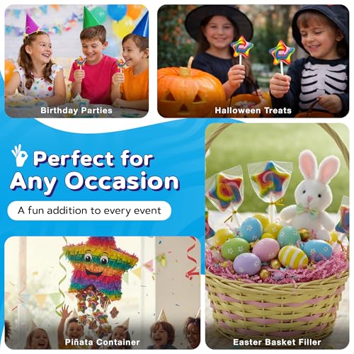 18 Pcs Individually Wrapped Rainbow Star Lollipops Swirl for Kids Goody Bag - style: Star