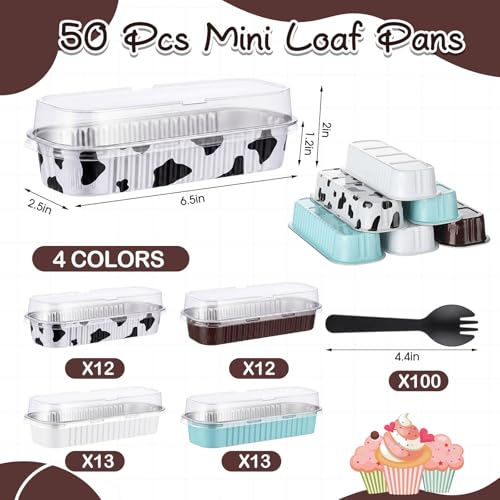 Blushtier 150 Pcs Mini Loaf Pan with Lid & Spoon, Cowboy Color - color: Cowboy