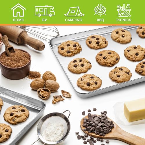 Half Sheet Pan of 2, CEKEE Stainless Steel Baking Sheet Pan Tray Cookie Sheet, Size 18 x 13 x 1 inch, Healthy & Non Toxic, Rust Free & Mirror Finish, Easy Clean & Dishwasher Safe - size: 18 INCH