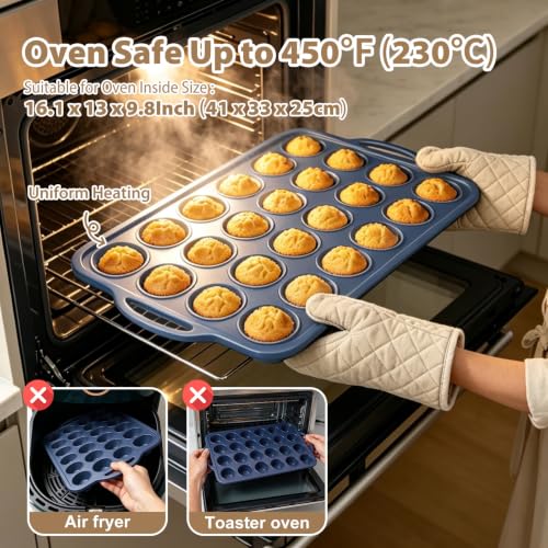 2 Pack Mini Silicone Muffin Pan with Frame, Non Stick Cupcake Baking - color: Gray, size: Mini: 24 Cup