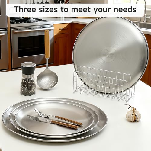 16 Inch Pizza Pan for Oven 2 Pack Stainless Steel Baking Sheet Round Plates for Cake Pie and Salad Pizza Steel Large Tray Oven Dishwasher Safe & Easy Clean - size: 16 Inch