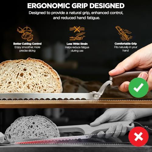 Adjustable Bread Knife for Homemade Bread, 6 Thickness, 420 Stainless Steel