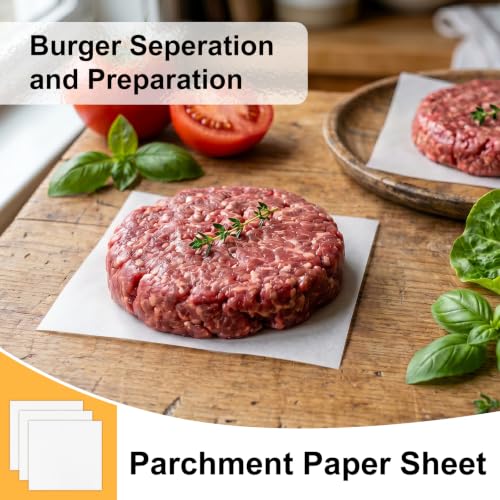 EcoDispose 300 Sheets Non-Stick Hamburger Patty Paper, 5" x 4.75", White - color: White, size: 5"×4.75" Square