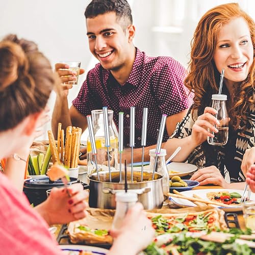 15pcs 9.6 Inch Fondue Sticks Stainless Steel Barbecue Fruit Dessert Forks with Heat Resistant Handle for Roast Meat Chocolate Dessert Cheese Marshmallows - size: 9.6