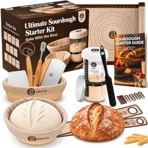 ABIOTO Sourdough Starter Kit with Bread Proofing Baskets & Tools, 24-Pieces - size: 24-Piece Kit