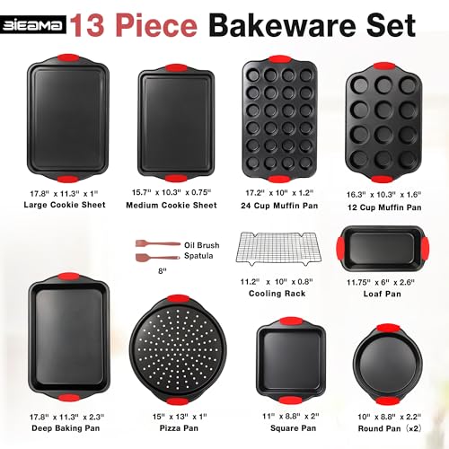 BIEAMA 13-Piece Baking Pans Sets, Nonstick Bakeware Sets