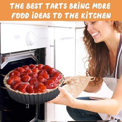 RICHSC-PAN Deep Tart Pan, 9.5 x 2.2 Inches Non-Stick Tall Tart Pan. - size: 9.5*2.2Inch