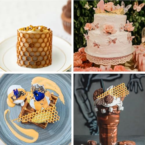 Honeycomb Molds Silicone (2 PCS) Fondant Tuile Molds with Hollow 3D Beehive - size: Square Honeycomb Molds Silicone