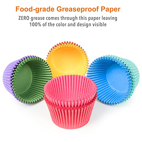 Bright Rainbow Jumbo Cupcake Liners Large Colorful Baking Cups - size: Jumbo Size
