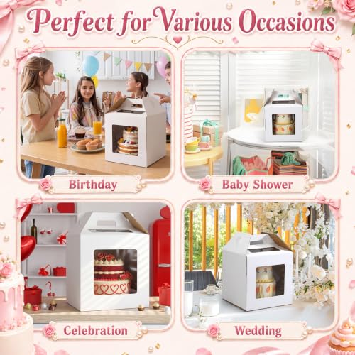 10 Pack Tall Cake Boxes for Tier Cakes 12 x 12 x 12 Inch with Window - size: 12 x 12 x 12 Inches