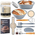 Angadona Sourdough Starter Kit, Sourdough Bread Baking Supplies, 40oz Sourdough Starter Jar, 9" Round & 10" Oval Silicone Bread Proofing Baskets Set, Bread baking tools,Silicone bread Sling